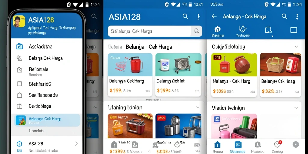 Antarmuka aplikasi ASIA128 yang mudah digunakan untuk cek harga.