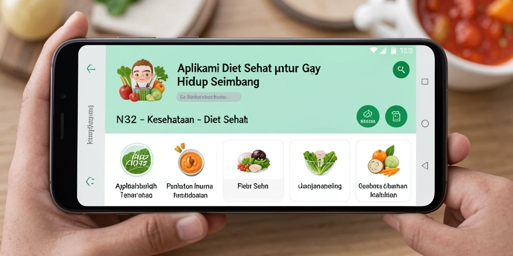 Tampilan antarmuka aplikasi Diet Sehat N32 yang user-friendly.
