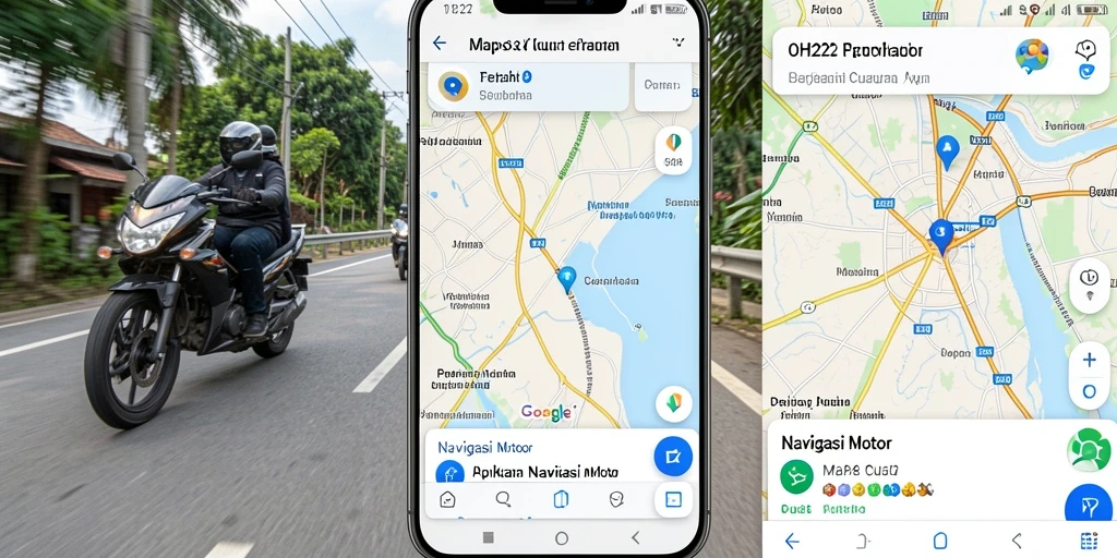 Antarmuka aplikasi OH222 dengan fitur Navigasi Motor yang intuitif.