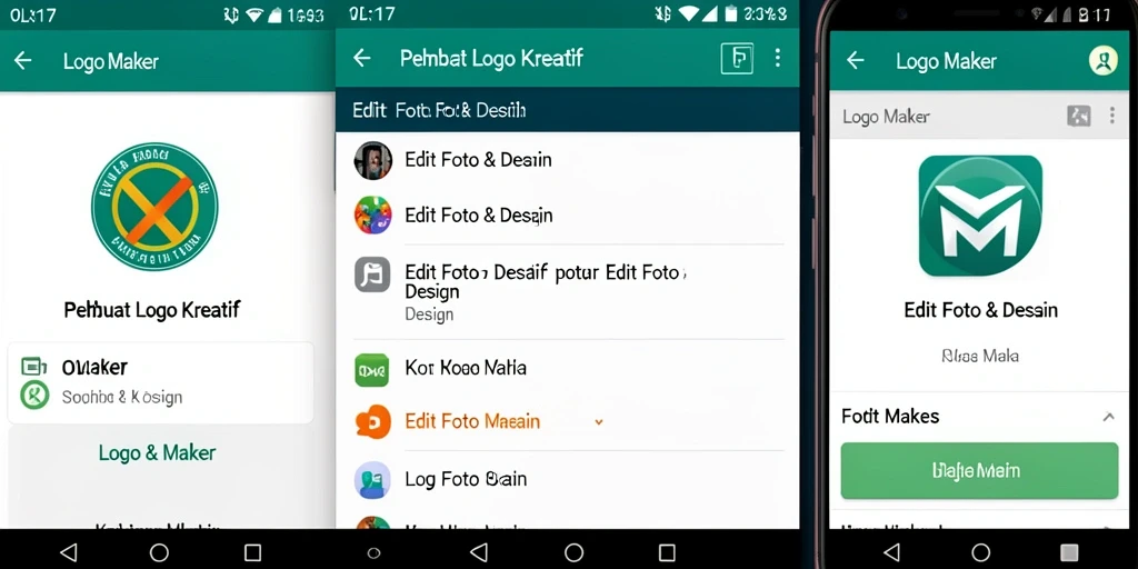 Antarmuka OLX17 yang sederhana dan fungsional untuk pembuat logo.