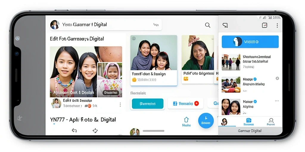 Screenshot YN777 menampilkan antarmuka pengguna yang intuitif dan fitur edit foto.